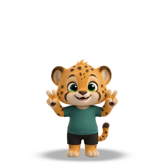 Sabo the cheetah at evolution stage 1 of 4, baby.